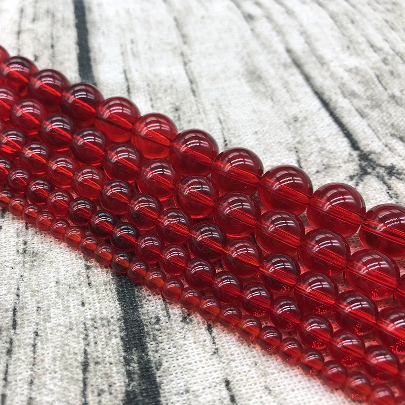 Smooth Red Glass Loose Beads 15\