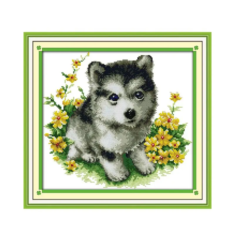 Pies handmade DIY haft cross stitch drukowanie ścierka haftowana pies zwierząt wzór DMC nici do haftowania wiszące malowanie