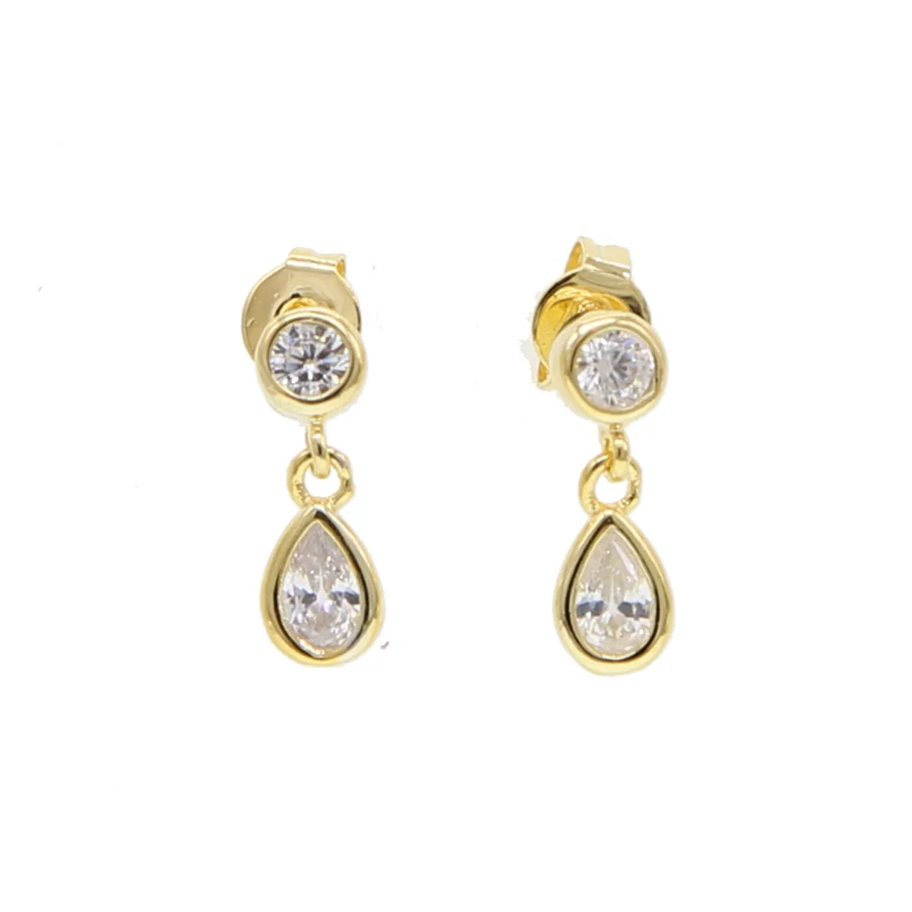 Rose gold silver color enamel Cubic zirconia tear drop fashion jewelry multiple piercing women fashion earring