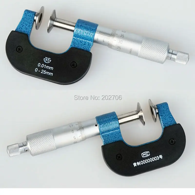 Disc Micrometer 0-25mm/0.01 Outside Micrometers for Length Gear Teeth and Paper Thickness Gauge Measuring Tool