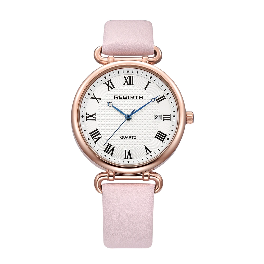 

REBIRTH Luxury European Design Female Classic Casual Simple Calendar lady Quartz Wrist calendar Multi-color selection Watches