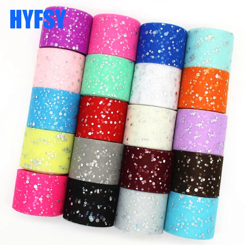 25 Yards 50MM Silver Tulle Dots Ribbon DIY Handmade Material Headdress Bows Doll Skirt Round Point 5CM Net Yarn