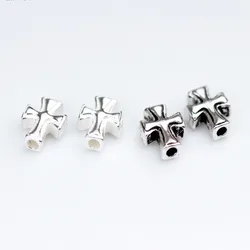 100% Bạc 925 Kitô Giáo Chéo Miếng Đệm Hạt Handmade Thủ Công Vòng Tay Hạt Charm DIY Bạc Trang Sức Làm Cho Những Phát Hiện
