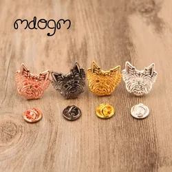 Mdogm Yorkshire Dog Animal Brooches And Pins  Suit Cute Funny Metal Small Father Collar Badges Gift For Male Men B043