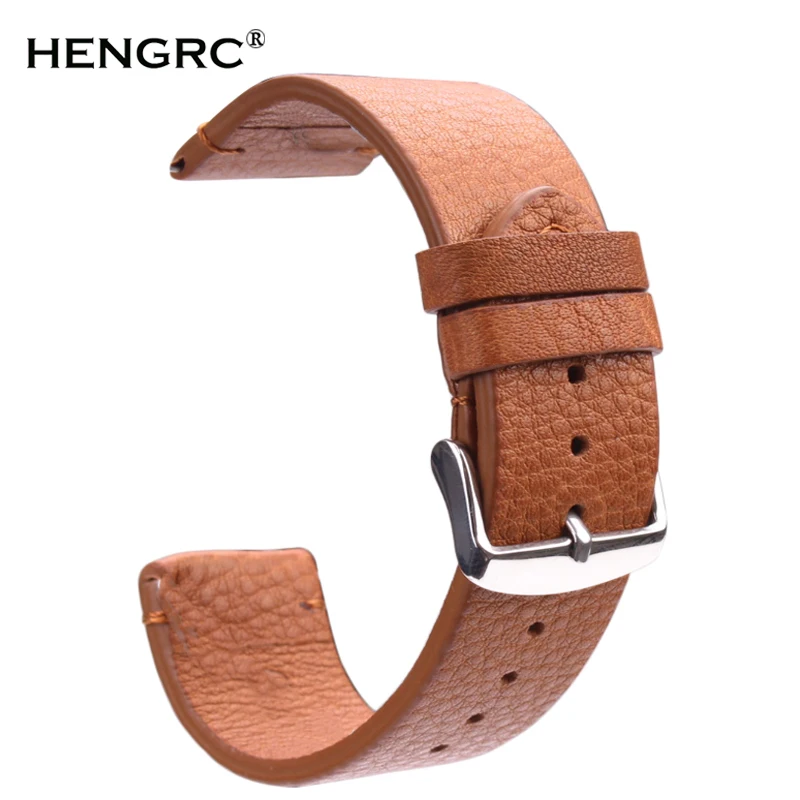 Vintage Genuine Leather Watchbands Dark Brown Smooth Wrist Watch Band Strap 18mm 20mm 22mm Belt With Stainless Steel Pin Buckle