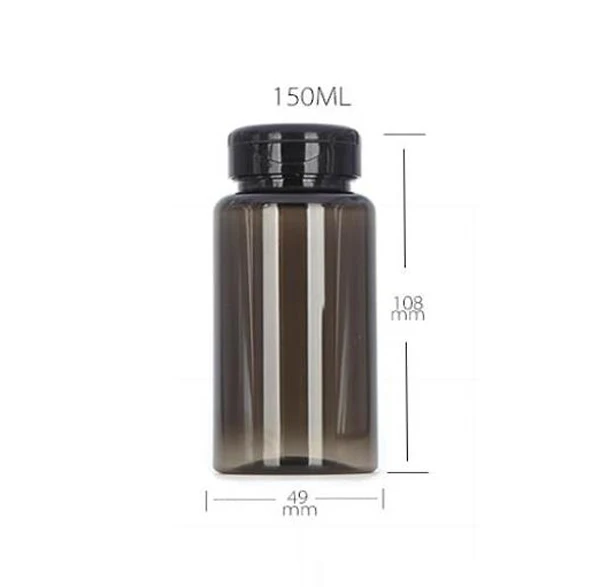 20pcs 150ml Translucent Black PET Medicine Bottles, Capsules/Pills/Powder/Vitamin Plastic Bottles--Can Print Logo On Bottles