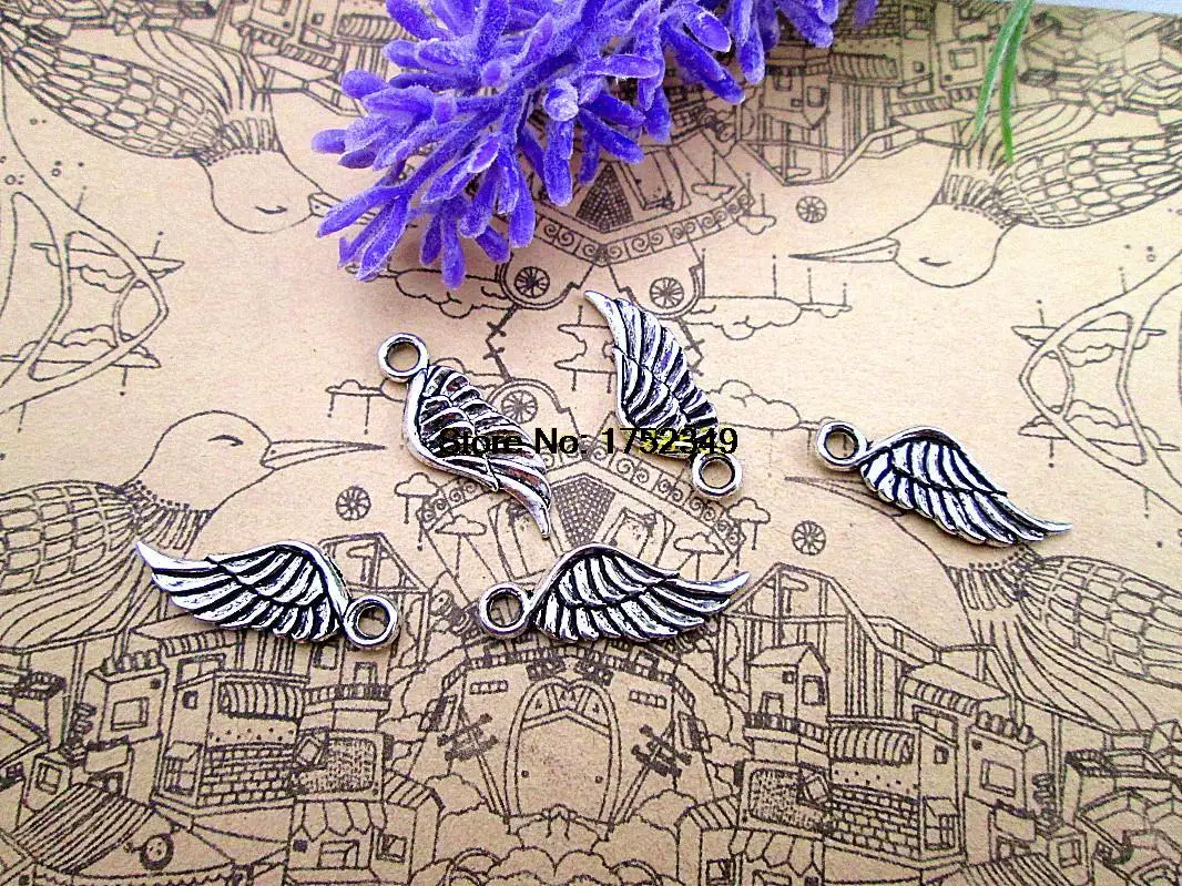 45pcs 21*8mm antique silver wing  charms  pendant