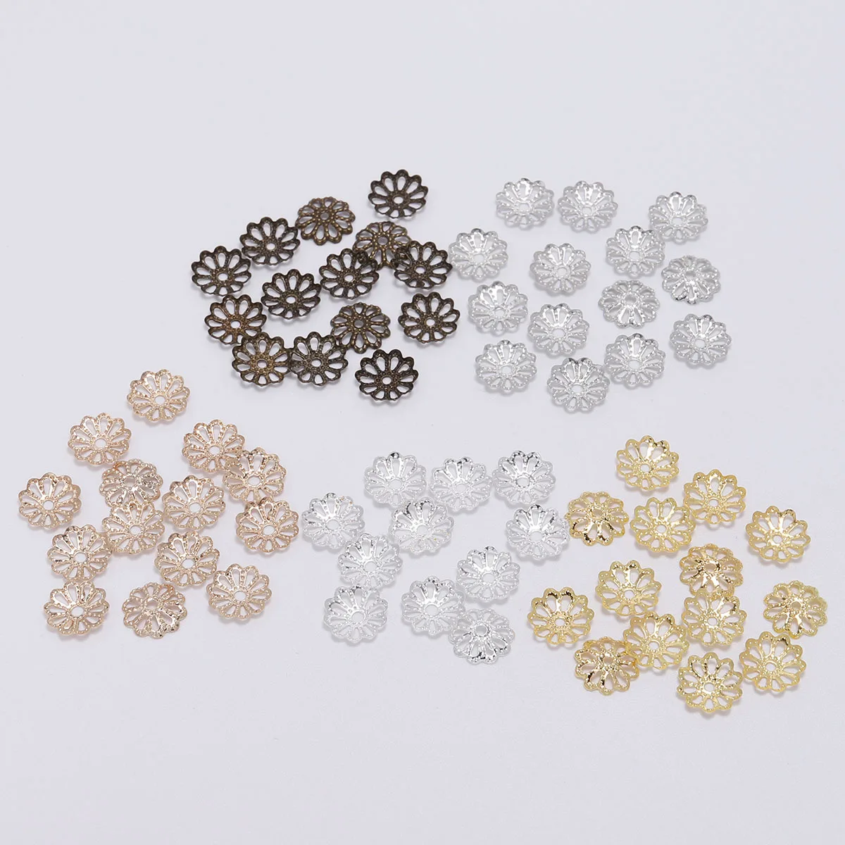 200pcs/lot 7mm 9mm Gold Plated Bulk Metal Flower petal End Spacer Beads Caps Charms Bead Cups For Jewelry Making Supplies