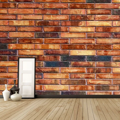 

PVC Wallpaper Mural Vintage Stone Brick Wall Art Wall Paper for Bedroom Red Stone Wall Paper Mural Wallpaper Chinese Style