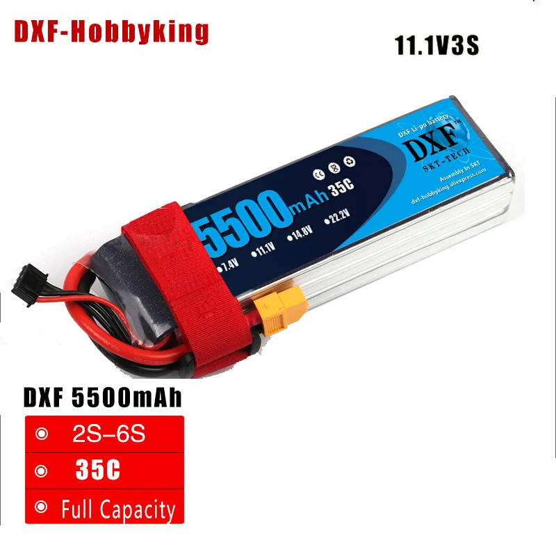 

2017 DXF 11.1V 5500mAh 3S 35C Lipo RC Battery TRX Plug for Helicopter Airplane Hobby drone fpv car truck