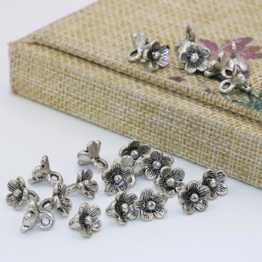 New fashion classicl design 9mm 30pcs Antique flower shape spacers beads Tibet silver-color accessories 9mm diy findings B2535