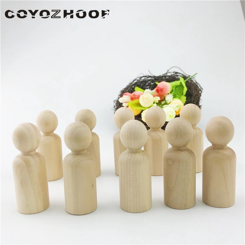 10pcs Wooden Wen Peg People Nesting Set Peg Dolls Crafts DIY Toy Creative Kid'S Print Party Favor Wedding Home Decor