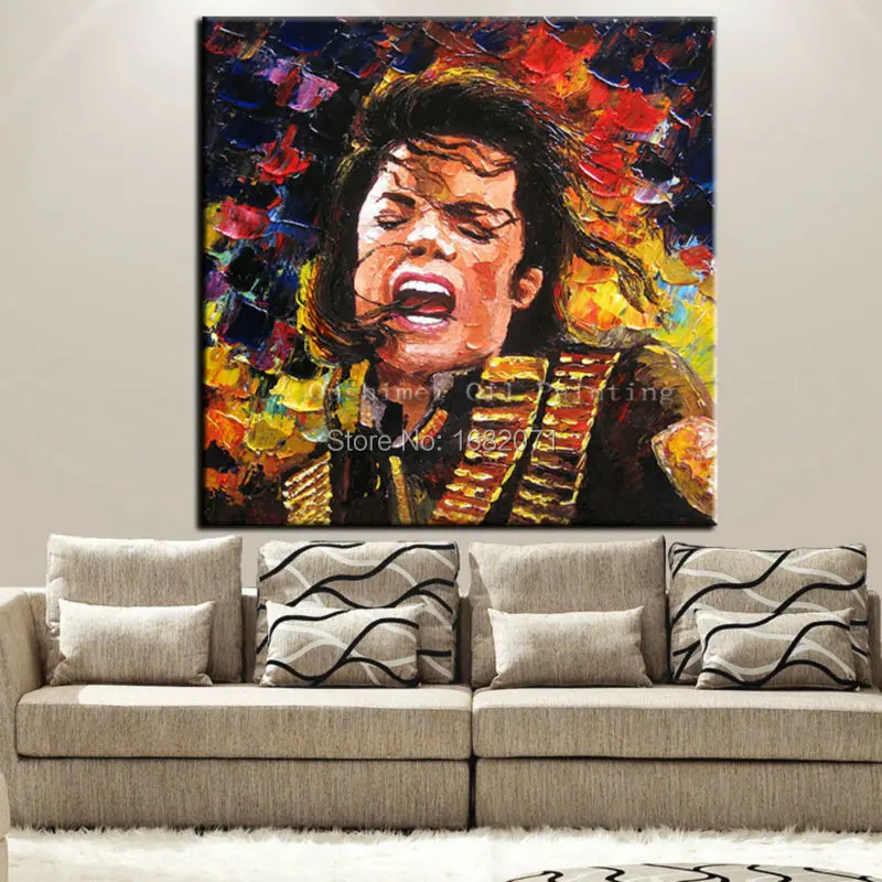 

Hand-painted Knife Michael Jackson Singing Oil Painting On Canvas Impression Super Star Michael Jackson Portrait Oil Paints