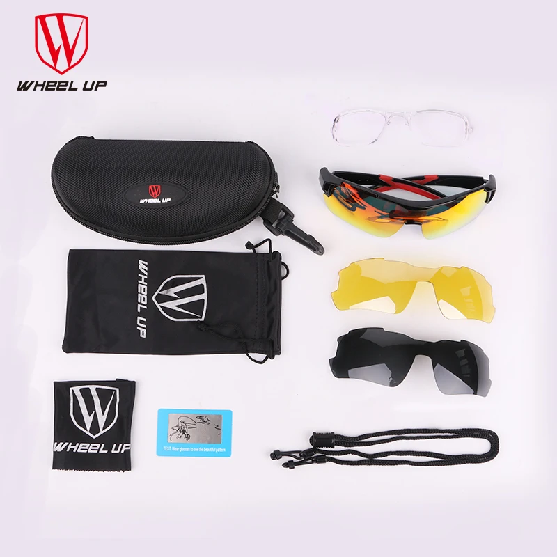 WHEEL UP 3 Lens UV400 Cycling Eyewear Men Women Waterproof Coating Aerodynamic Bicycle Polarized Sunglasses MTB Cycling Glasses