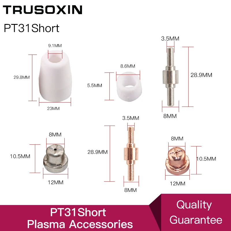 Cutter Consumables Extended Ni Tips Electrode Gas Ring and Porcelain Shiled Cups for Inverter Plasma Cutter Torch PT31
