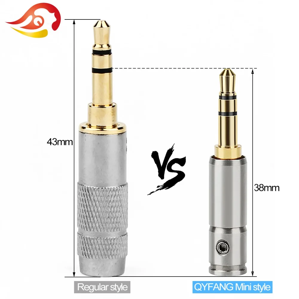 QYFANG 3.5mm Earphone Plug Audio Jack 3 Poles Stereo Adapter Headphone Gold Plated Stainless Steel Shell Solder Wire Connector