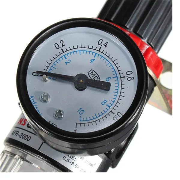 Black Pneumatic Air Source Treatment Filter Regulator w Pressure Gauge AFR-2000 Compressors