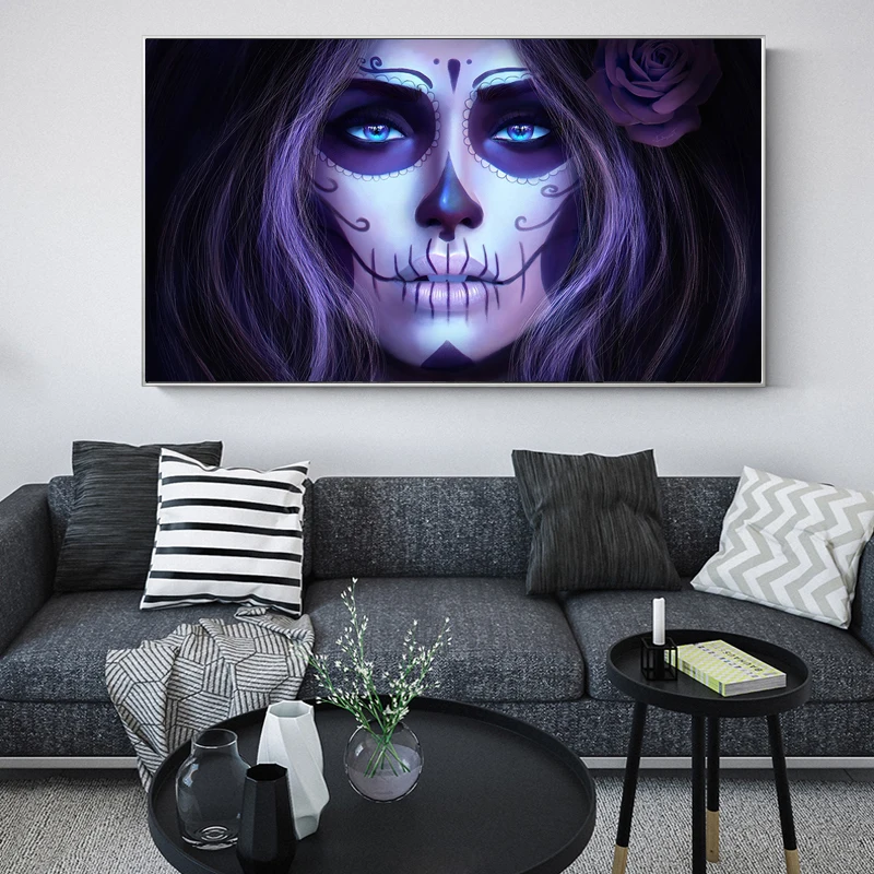 

Mexico DAY OF THE DEAD Posters and HD Prints Wall Art Canvas Painting Girls Decorative Pictures for Living Room Decor Frameless