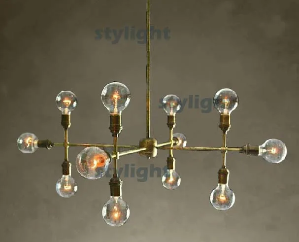 

12 heads modern pendant lamp bronze color unique design suspension lighting vintage style metal dinning room living room hotel