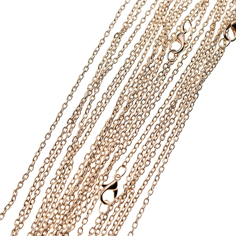 10pcs Black Rose Gold Silver Metal Chains Necklaces for Pendant Charms Lobster Clasp DIY Jewelry Making Necklace Chain Bulk 60cm