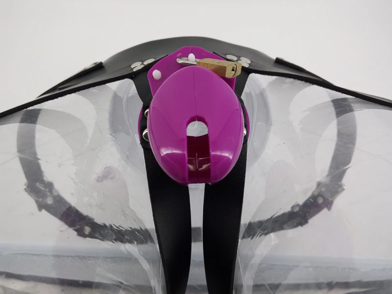 Purple plastic CB6000S small cock cage belt male wearing strap on penis lock chastity device strapon adult men sex product