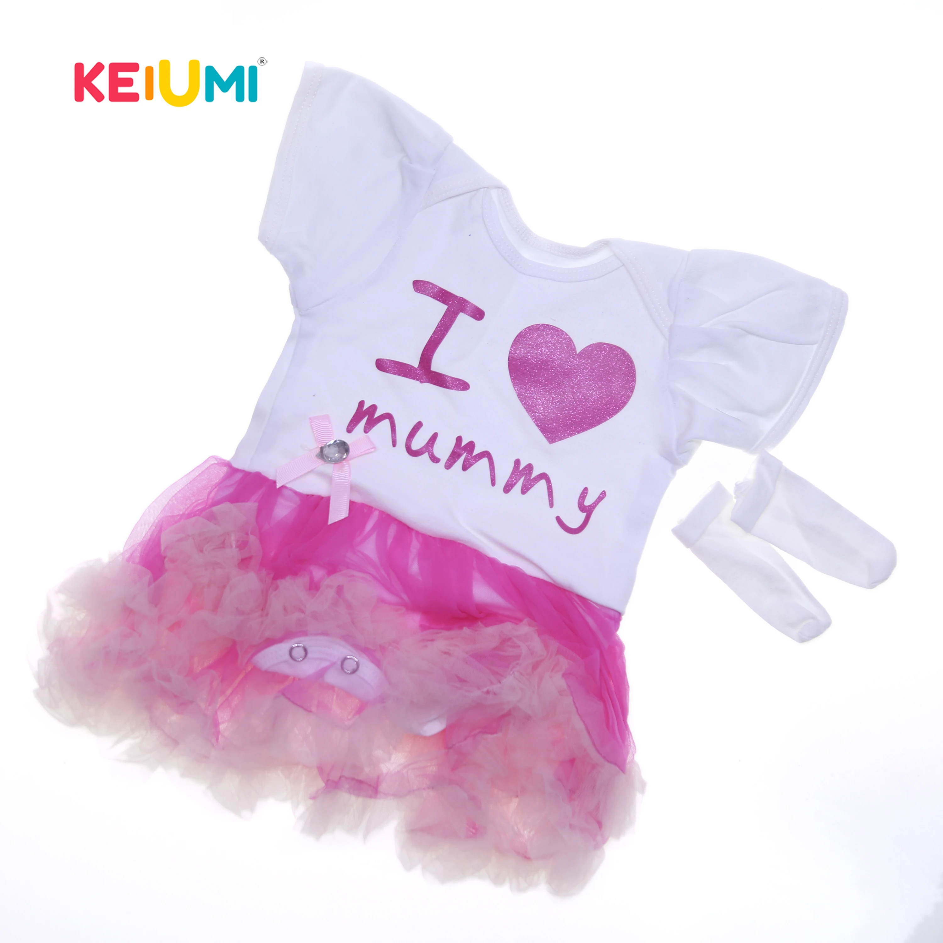 

KEIUMI Fashion Baby Doll Dress With Cartoon Heart Suit For 22-23 Inch Reborn Doll Girls Clothes Sets Kids DIY Toy