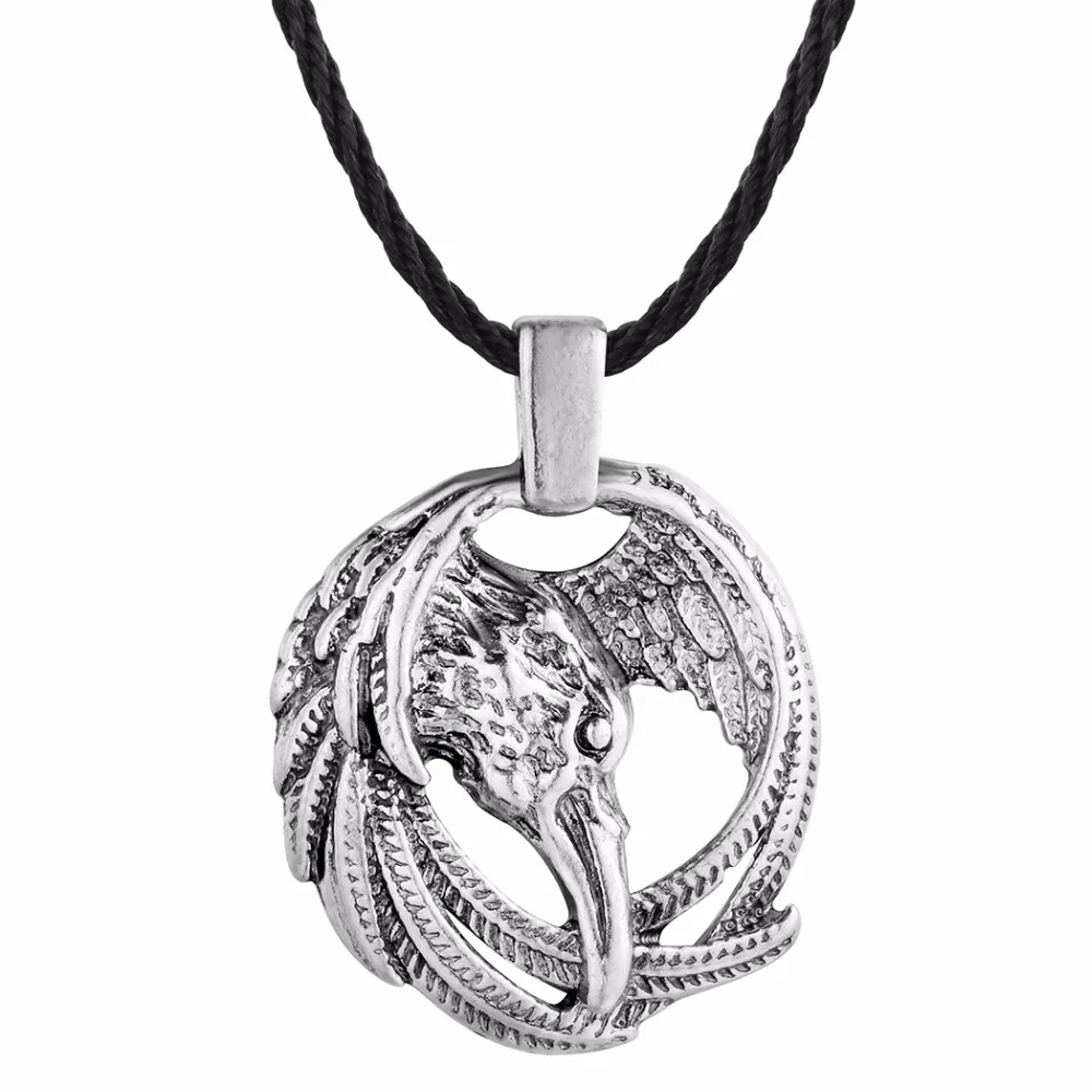 Cxwind Vintage Norse Animal Raven Necklace Odin\'s Viking Pendants Necklaces Crow Runes for Unisex  Amulets jewelry