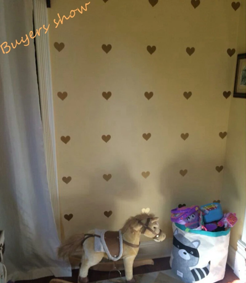 Metallic Gold Wall Stickers Heart-shaped pattern vinyl wall decals nursery art decor Little Hearts Stickers
