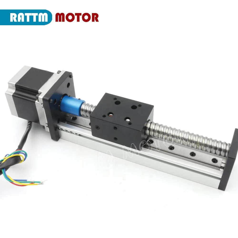 Palco Linear com Parafuso Esférico 100 200 300 400 500 mm Trilho Linear Quadrado Mais Motor de Passo Nema23 para Eixo Cnc Xyz Cbx1605-atuador de