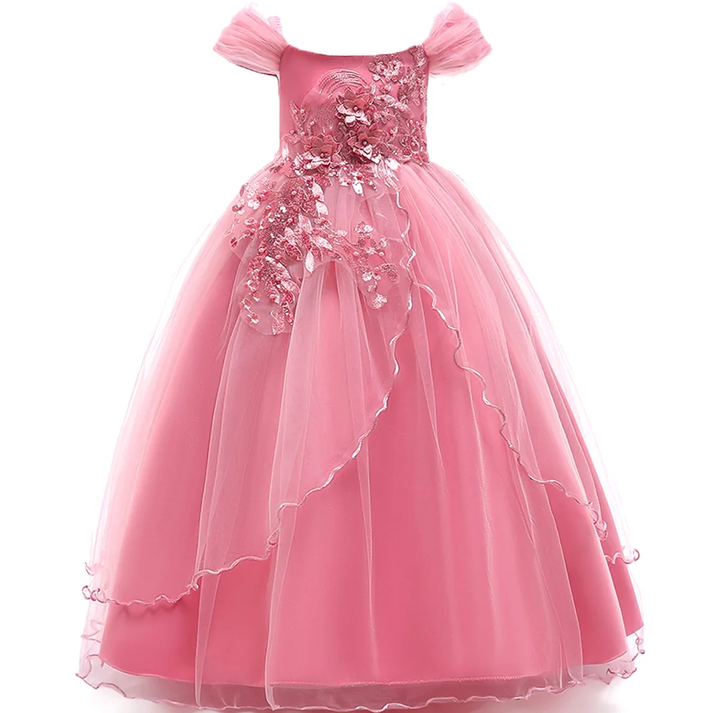 

4-15 Years Baby Girls Flower Wedding Party Dress For Kids Clothes Princess Kids Fancy Long Christmas Dresses Children Clothing