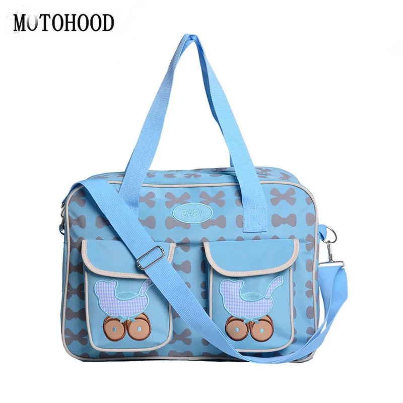 MOTOHOOD Baby Diaper Bags For Mom Pringting Maternity Nappy Bag Organizer High Capacity Canvas Tote Bag For Women