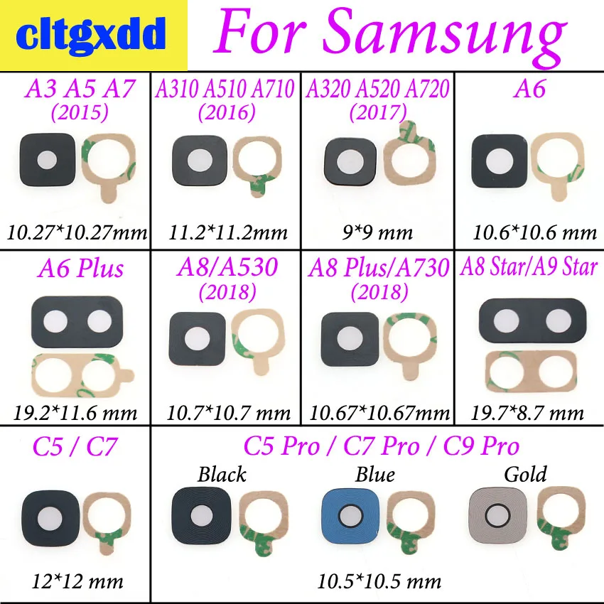 cltgxdd Rear Camera Glass Lens Cover with Adhesive Sticker For Samsung Galaxy A310 A510 A710 A720 A6 A8 A9 Star C5 C7 C9 Pro