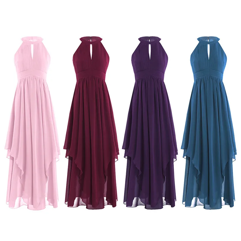 TiaoBug Hot Fashion Women Ladies Sleeveless Cocktail Dresses Women Ladies Halter Chiffon Empire Elegant Cocktail Party Dresses