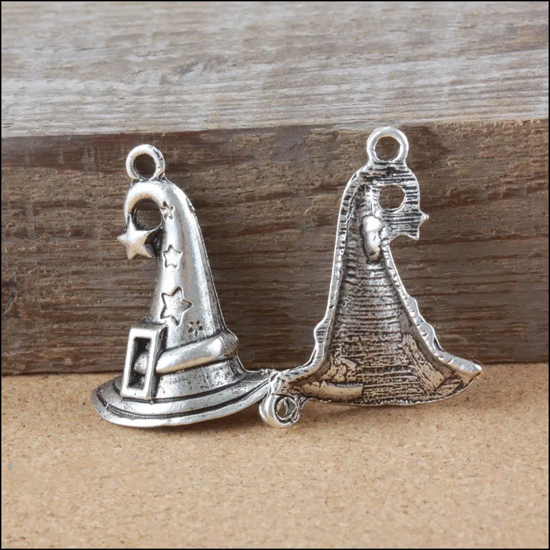 High Quality 5 Pieces/Lot 27mm*36mm Antique Silver Plated Santa Claus Hat Metal Christmas Charms For Jewelry Making 3230