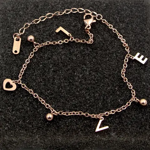 New Three Beads Love Letters Refined Anklets Top Quality Titanium Steel Anti-allergic Woman And Girl Favorite Gift Jewelry
