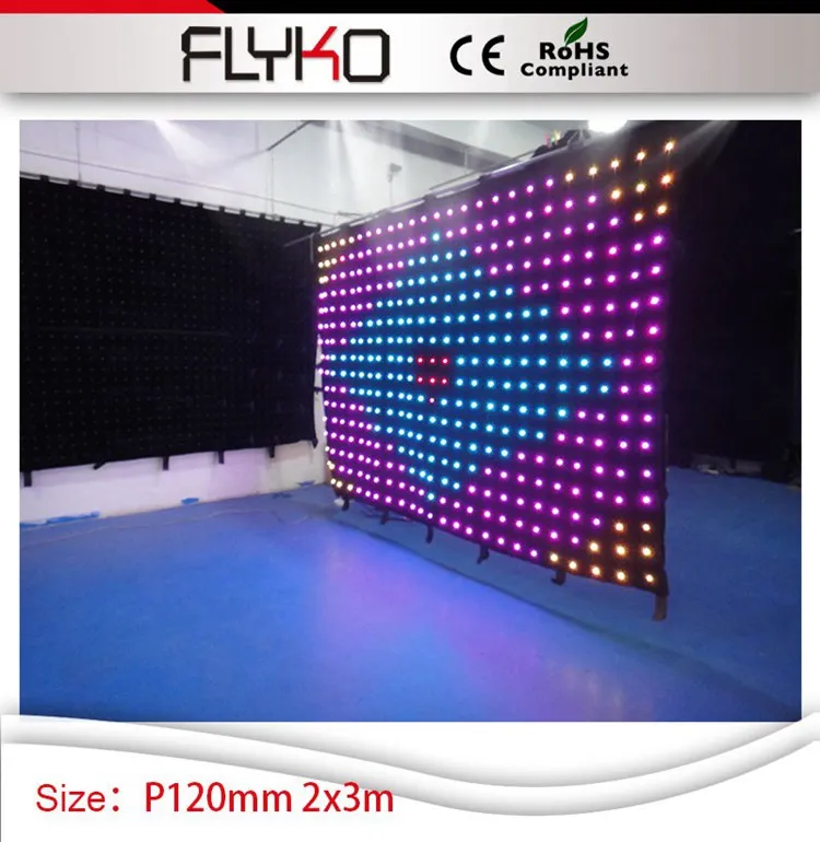 screen dimension 2x3m high definition P12 video led changing light amazing led curtain