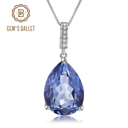 GEM'S BALLET 925 Sterling Silver Jewelry 10.68Ct Natural Iolite Blue Mystic Quartz Pendant Necklace for Women Wedding Jewelry