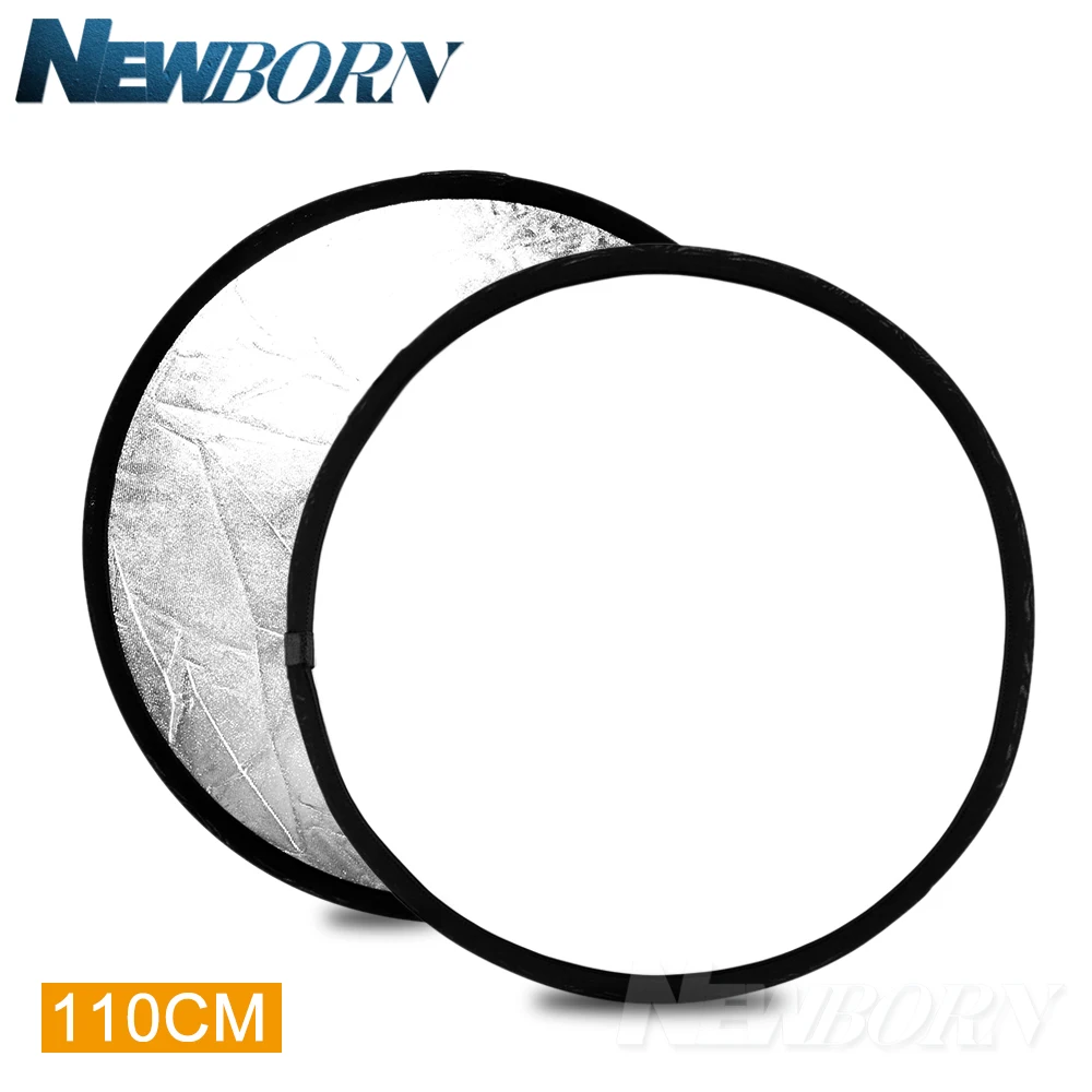 43'' 110cm 2 in 1 Silver/White Light Round Photography Collapsible disc Reflector for DSLR Photo Studio Canon Nikon Sony