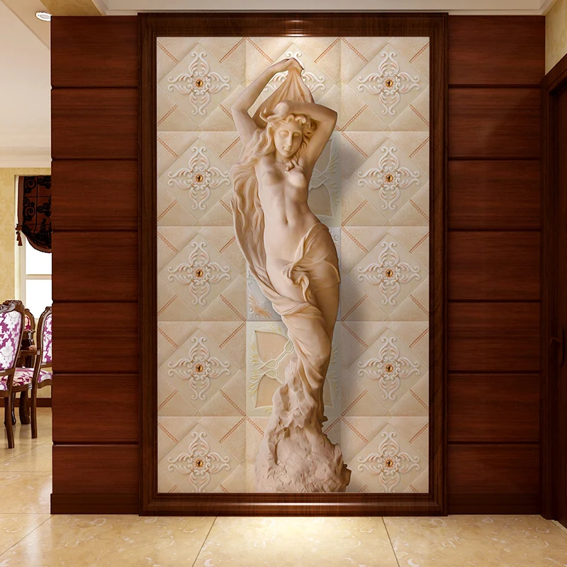 European Style Human Statue Art Wall Mural Customized Wallpaper Scenery For Walls Living Room Entrance Wall Decor Wall Papers