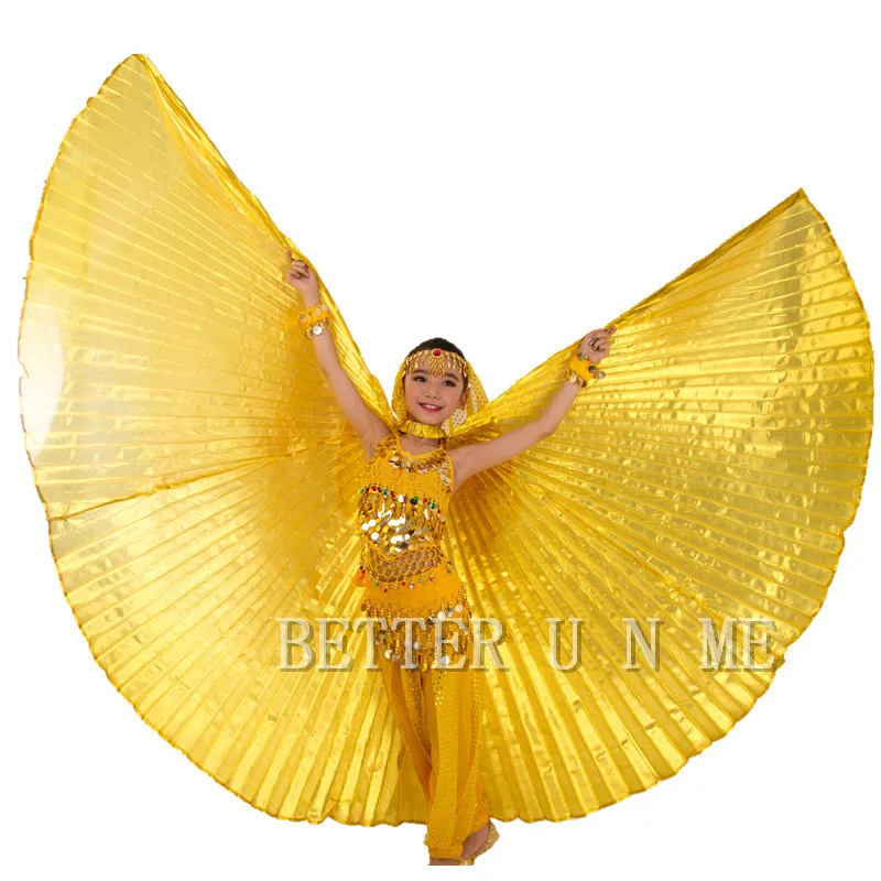 Belly Dance Costume Kids Belly Dance Wings Bollywood Costums Kids Gypsy Belly Dancing Gold for Girls Children 11 Colors Sticks