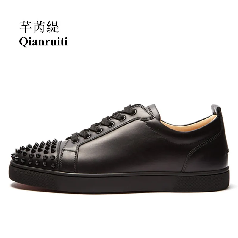 big sales Low Top Spike Sneakers Newest Men Rivet Heel Flats Lace-up Men Runway Casual Shoes For Male Daily Tennis Footwear