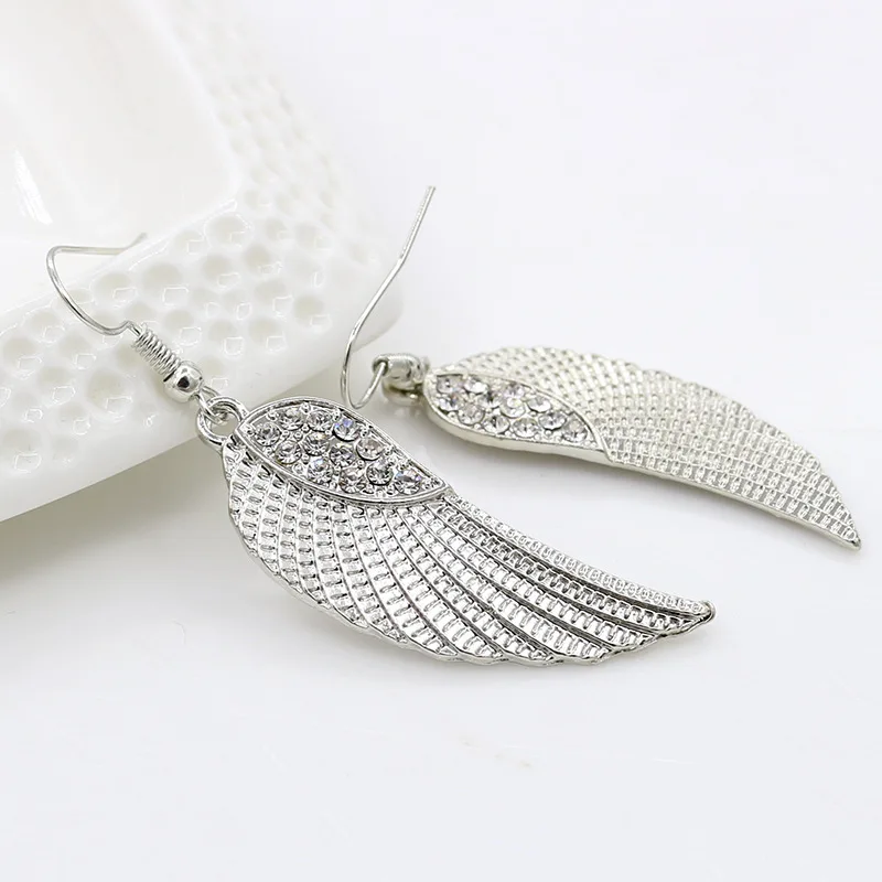 JIOFREE Fashion Angel Rhinestone Wings Clip on Earring No Pierced For Women Ear Charm Earrings Statement Earrings