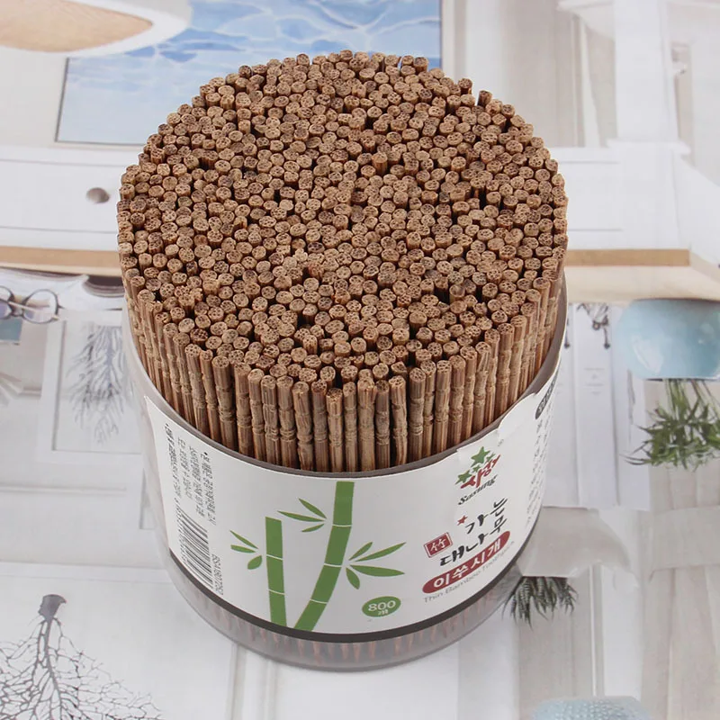 800pcs Disposable Carbonized Bamboo Sticks Household Eco-friendly Single Head Tooth Picks Portable Fruit Toothpicks Bar Market