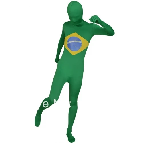 Brazilië Vlag Fullbody Spandex Zentai Pak