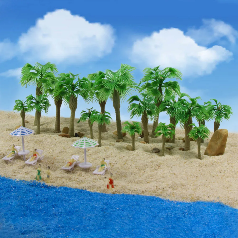 

YS07 18pcs Model Railway Fan Palm Trees OO/HO/TT/N/Z Scale Architectural Seabeach Layout