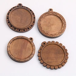 Cabochon en bois marron, taille intérieure 30mm, pendentif camée vierge, plateaux de base pour bijoux exécutifs, vente en gros mitiBulk, 3 pièces/lot