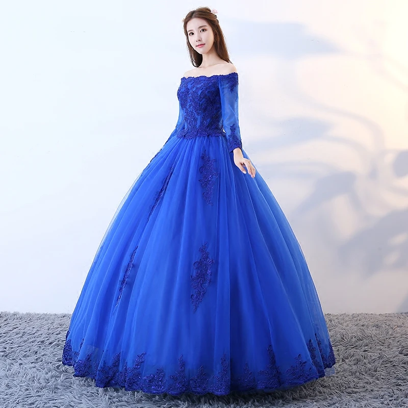 Ruthshen Quinceanera abiti Royal Blue Masquerade Vestido Vintage Off The Shoulder Ball Gown Puffy Prom Dresses 2023 nuovo