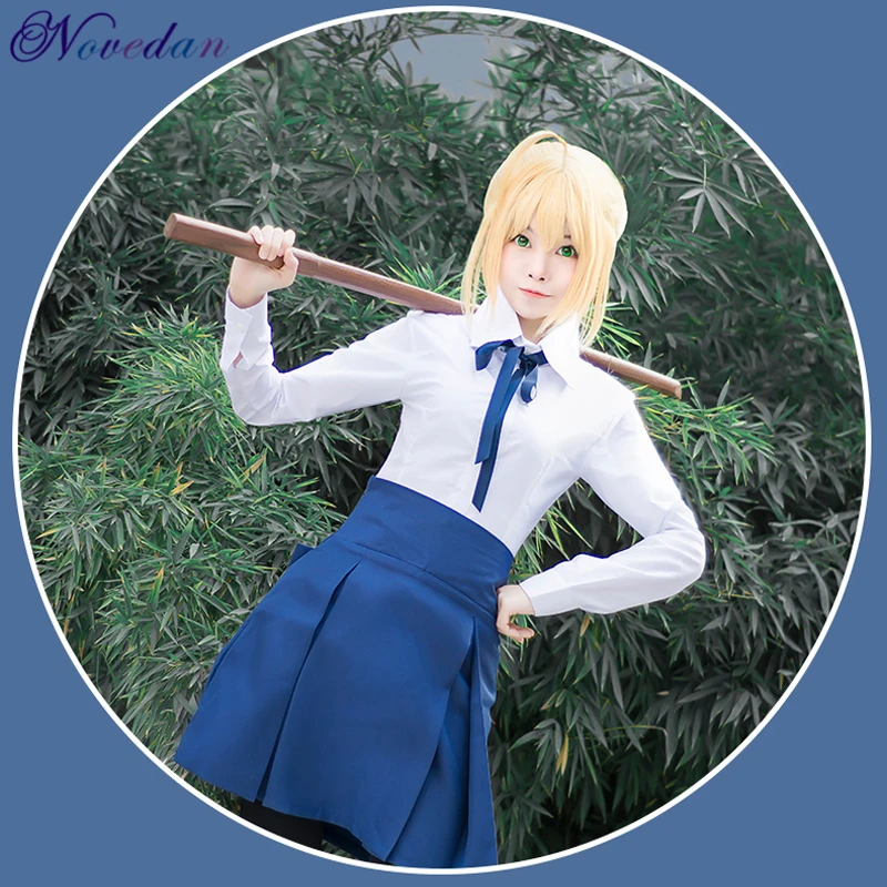 Fate Stay Night Saber Fantasias Cosplay para Mulheres, Anime Japonês Uniformes de Marinheiro, Vestido Cosplay, Conjunto de Roupas de Festa Halloween