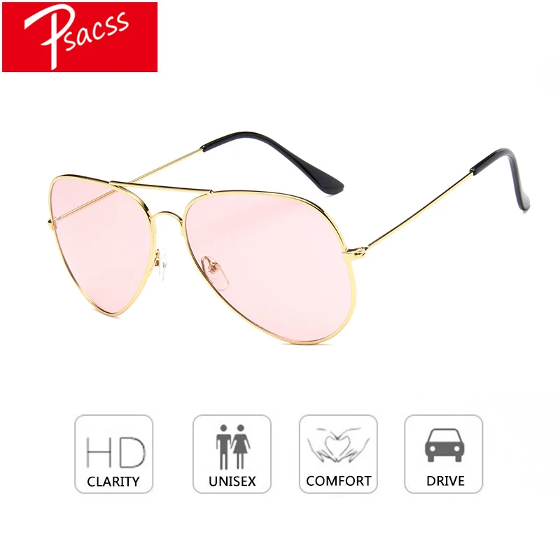 Psacss New Classic Pilot Sunglasses For Women Men Vintage Metal Frame Ocean Lens Women's Brand Designer Sun Glasses gafas de sol