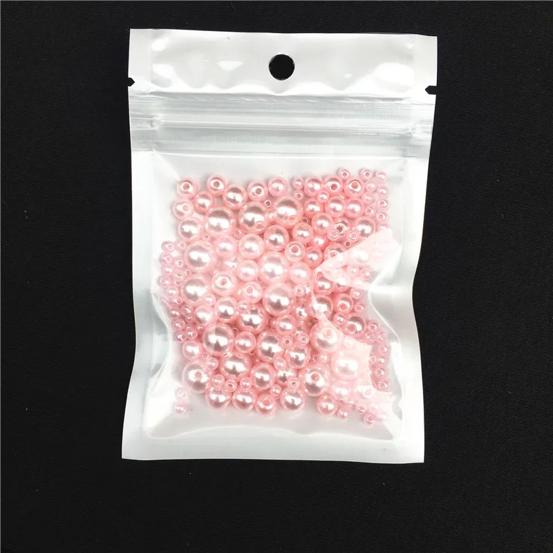 Pink Round Imitation Garment Pearl With holes For DIY Art Necklace Fashion Jewelry Making Accessories 3/4/5/6/8mm